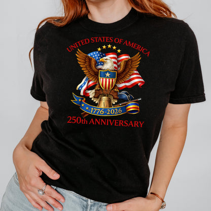 United States of America 250th Anniversary Shirt, Patriotic Eagle 1776-2026 T-Shirt, Independence Day USA Patriotic Tee | PJ37
