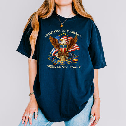 United States of America 250th Anniversary Shirt, Patriotic Eagle 1776-2026 T-Shirt, Independence Day USA Patriotic Tee | PJ37