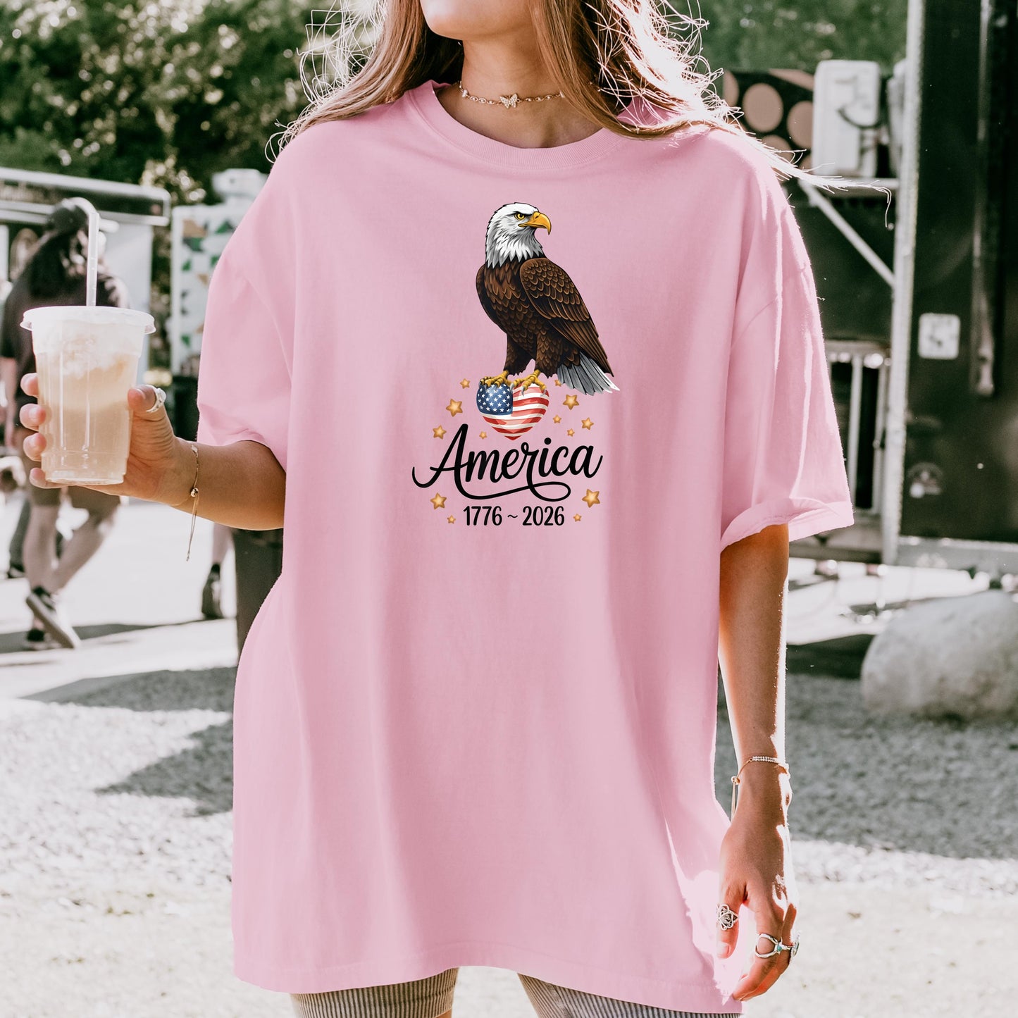 America 1776-2026 Bald Eagle Patriotic T-Shirt, USA Independence Day Shirt, Vintage Style, Comfort Colors | PL61