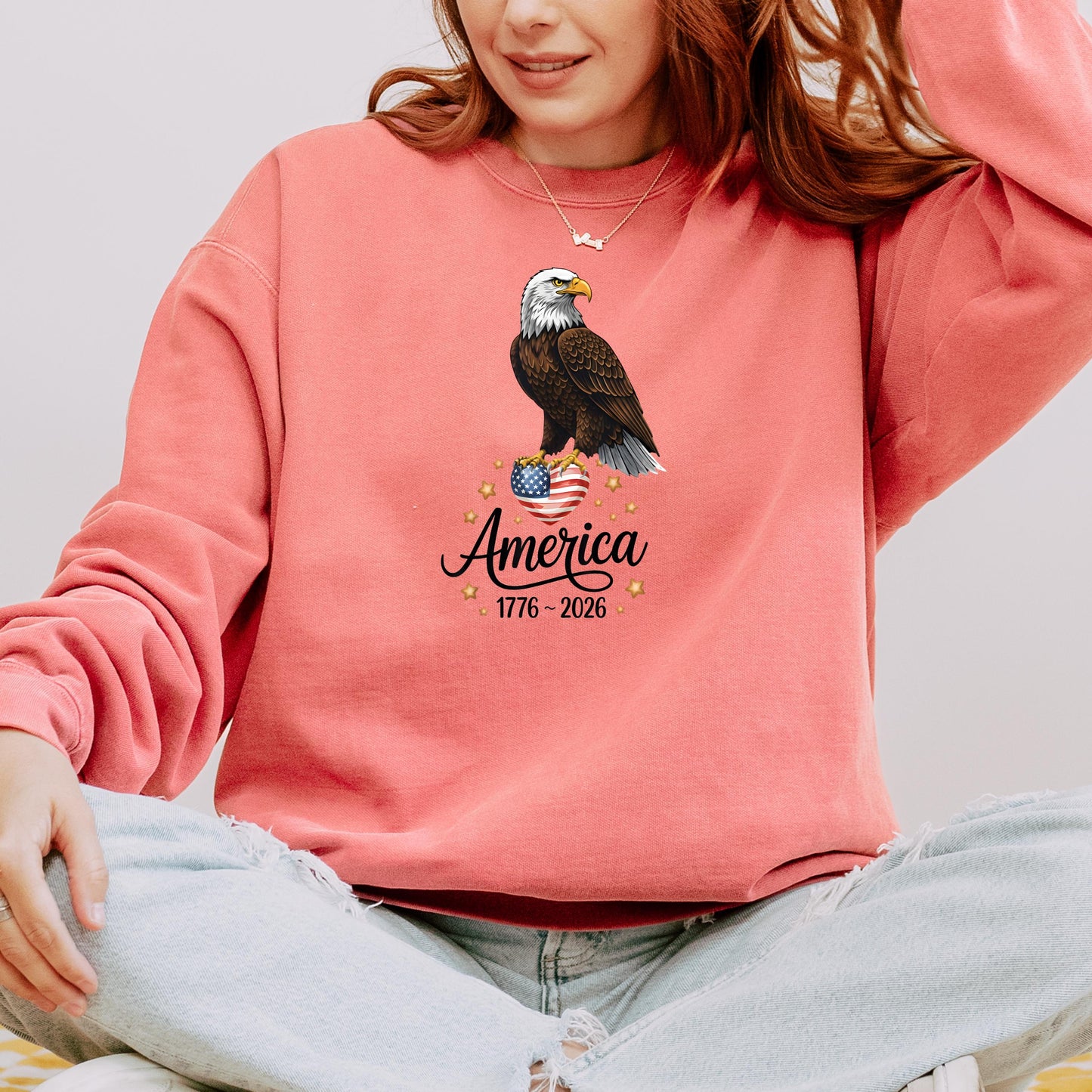 America 1776-2026 Bald Eagle Patriotic T-Shirt, USA Independence Day Shirt, Vintage Style, Comfort Colors | PL61