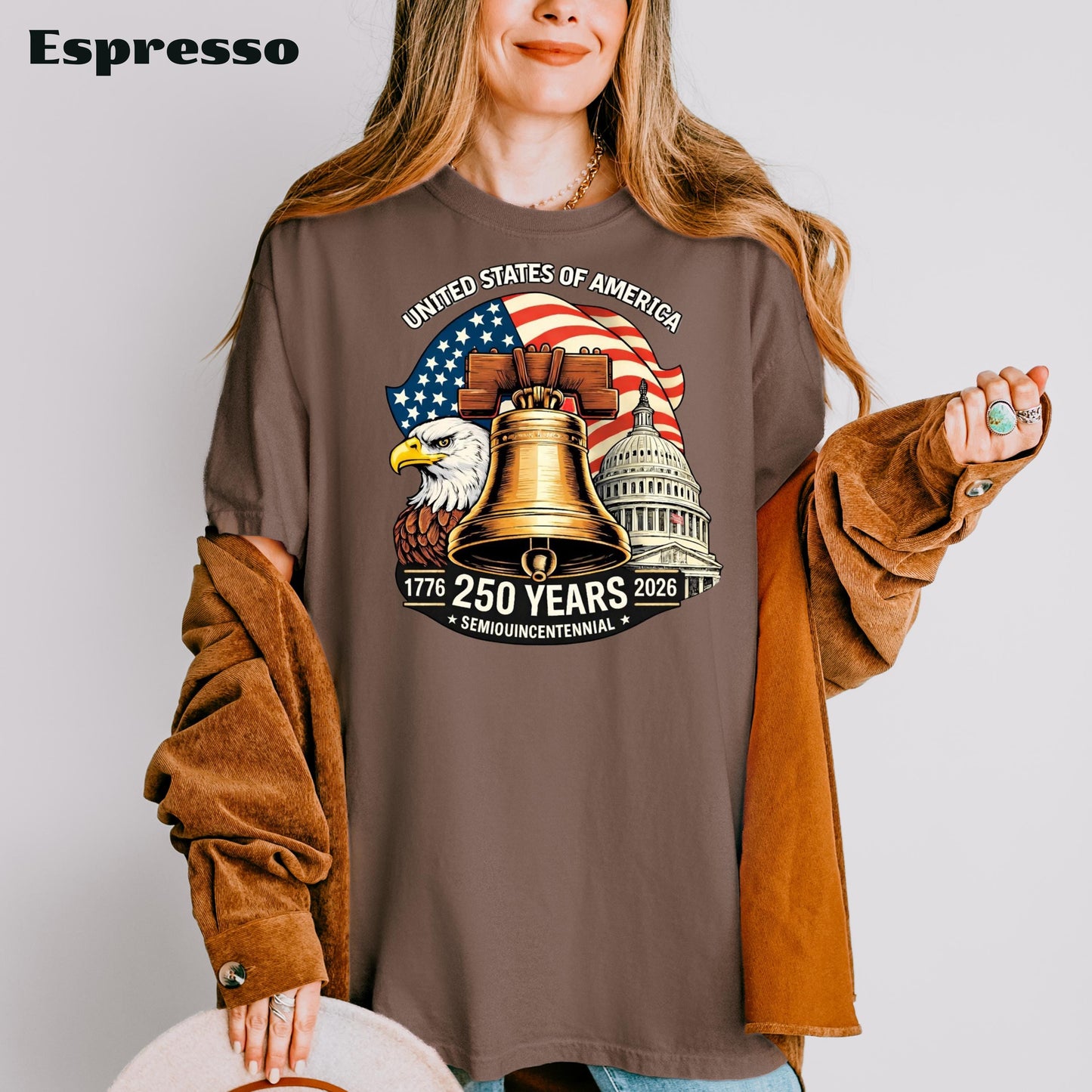 United States of America 250 Years Shirt, Semiquincentennial 1776-2026 Patriotic Eagle Liberty Bell Tee, Comfort Colors | PY66