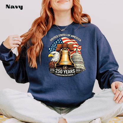United States of America 250 Years Shirt, Semiquincentennial 1776-2026 Patriotic Eagle Liberty Bell Tee, Comfort Colors | PY66