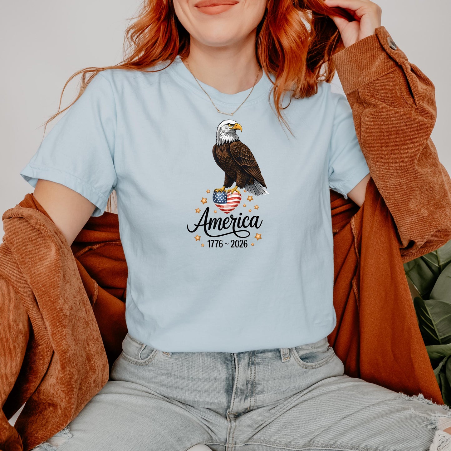 America 1776-2026 Bald Eagle Patriotic T-Shirt, USA Independence Day Shirt, Vintage Style, Comfort Colors | PL61