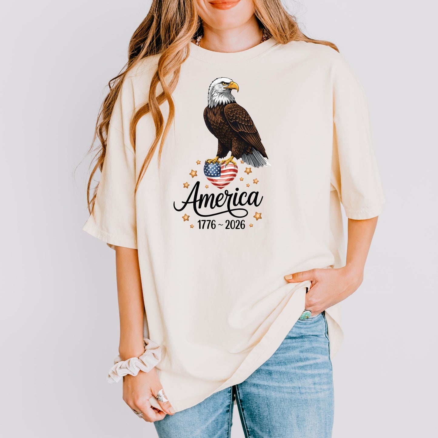 America 1776-2026 Bald Eagle Patriotic T-Shirt, USA Independence Day Shirt, Vintage Style, Comfort Colors | PL61
