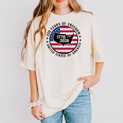 250th Anniversary USA Shirt, 1776-2026 Patriotic Freedom T-Shirt, Fourth of July Retro America Tee | WM82