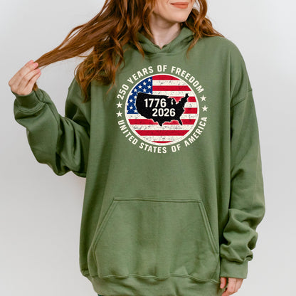 250th Anniversary USA Shirt, 1776-2026 Patriotic Freedom T-Shirt, Fourth of July Retro America Tee | WM82
