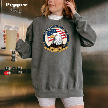America 250th Anniversary Comfort Colors Sweatshirt, USA 1776-2026 Eagle T-Shirt, Patriotic Independence Day Tee, United States 250 Years | PV54