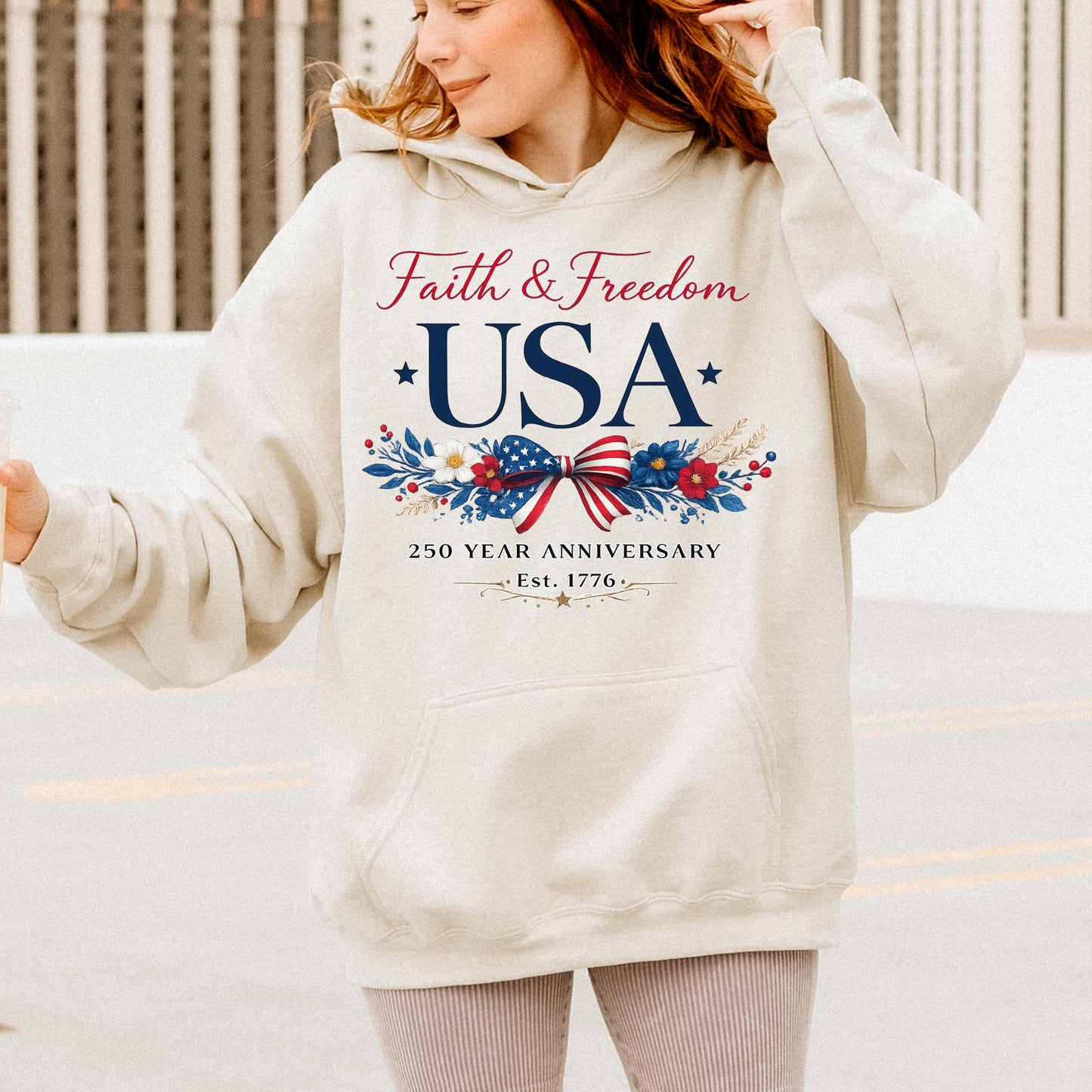 USA 250th Anniversary Shirt 1776-2026,Faith & Freedom Patriotic Bow Tee , America 250 Years Independence Day Shirt | DW95