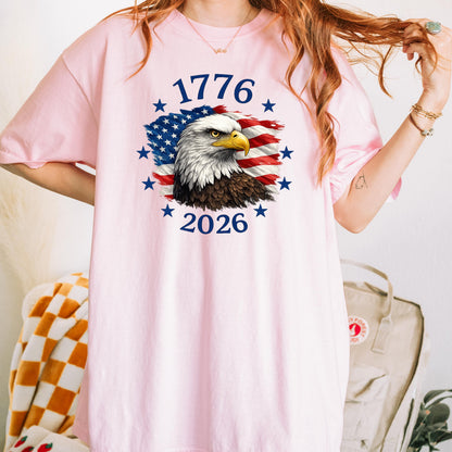 1776-2026 America 250th Anniversary T-Shirt, Patriotic USA Flag Eagle Tee, Made in USA Shirt, Fourth of July Shirt, Independence Day Gift | NI91