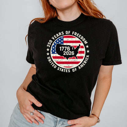 250th Anniversary USA Shirt, 1776-2026 Patriotic Freedom T-Shirt, Fourth of July Retro America Tee | WM82
