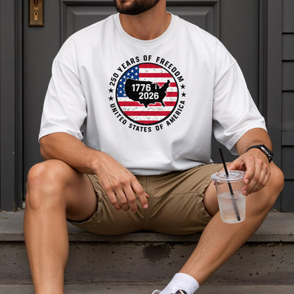 250th Anniversary USA Shirt, 1776-2026 Patriotic Freedom T-Shirt, Fourth of July Retro America Tee | WM82