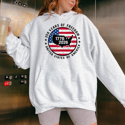 250th Anniversary USA Shirt, 1776-2026 Patriotic Freedom T-Shirt, Fourth of July Retro America Tee | WM82