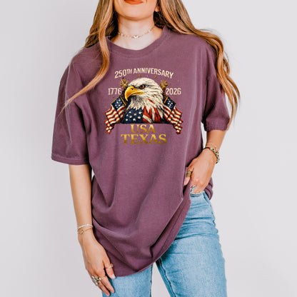 Personalized 250th Anniversary USA Shirt, Custom State Patriotic Eagle T-Shirt, America 1776-2026 Tee, Independence Day Shirt | ZV36