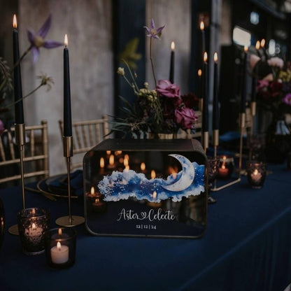 Celestial Wedding Card Box: Galaxy Theme, Custom Starry Decor