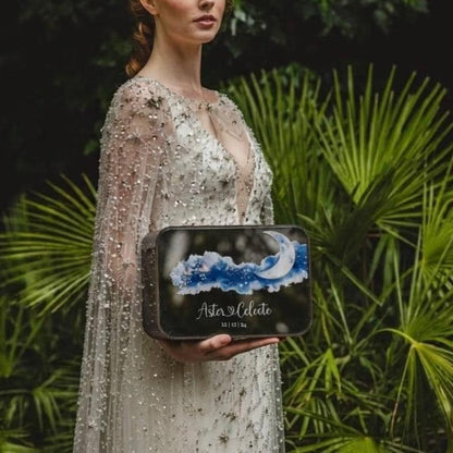 Celestial Wedding Card Box: Galaxy Theme, Custom Starry Decor