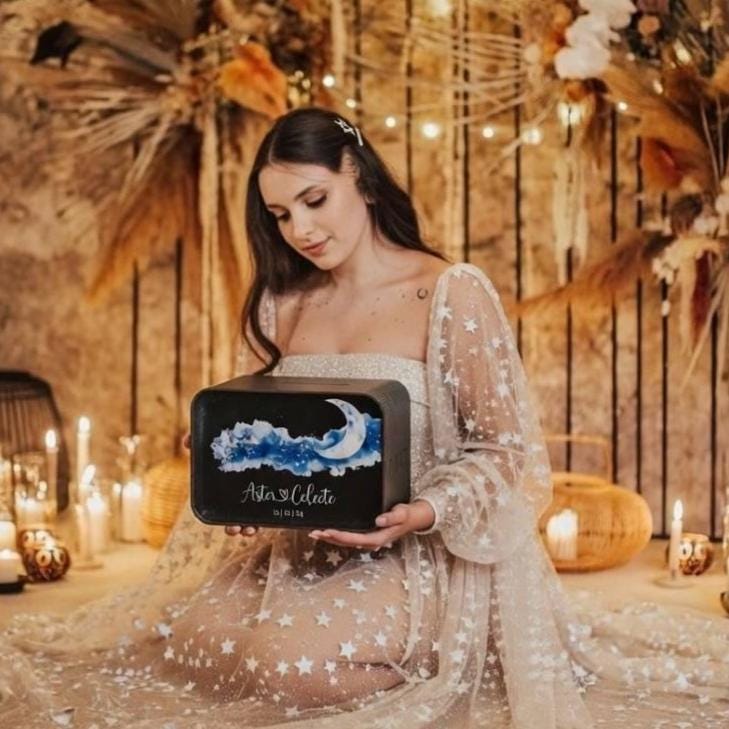 Celestial Wedding Card Box: Galaxy Theme, Custom Starry Decor