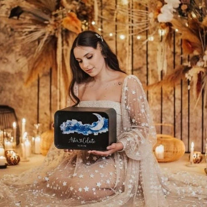 Celestial Wedding Card Box: Galaxy Theme, Custom Starry Decor