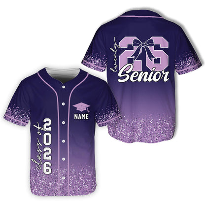 Senior 2026 Baseball Jersey, Glitter Baseball Jersey, Personalized Jersey, Class Off 2026, Graduation, Senior Gifts | OU89