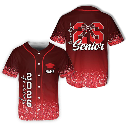 Senior 2026 Baseball Jersey, Glitter Baseball Jersey, Personalized Jersey, Class Off 2026, Graduation, Senior Gifts | OU89