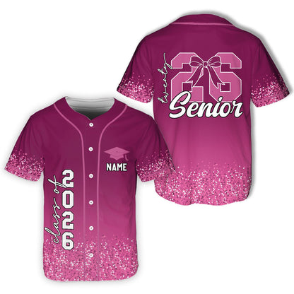 Senior 2026 Baseball Jersey, Glitter Baseball Jersey, Personalized Jersey, Class Off 2026, Graduation, Senior Gifts | OU89
