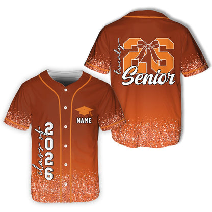 Senior 2026 Baseball Jersey, Glitter Baseball Jersey, Personalized Jersey, Class Off 2026, Graduation, Senior Gifts | OU89