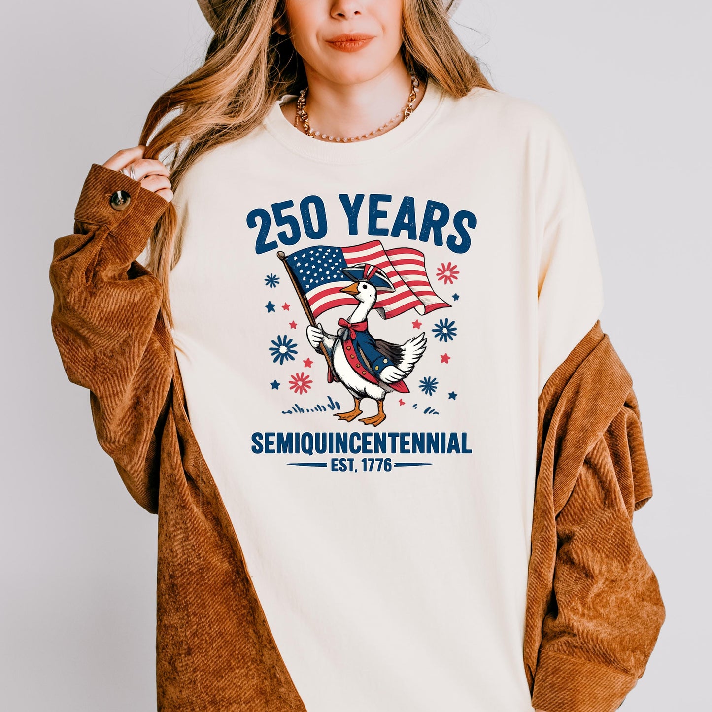Duck 250th Anniversary Shirt, Patriotic Goose 1776-2026 Tee, America Semiquincentennial Shirt, Funny USA 250 Years Gift | KY46