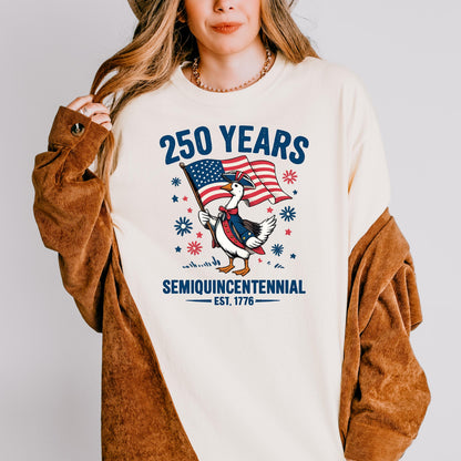 Duck 250th Anniversary Shirt, Patriotic Goose 1776-2026 Tee, America Semiquincentennial Shirt, Funny USA 250 Years Gift | KY46