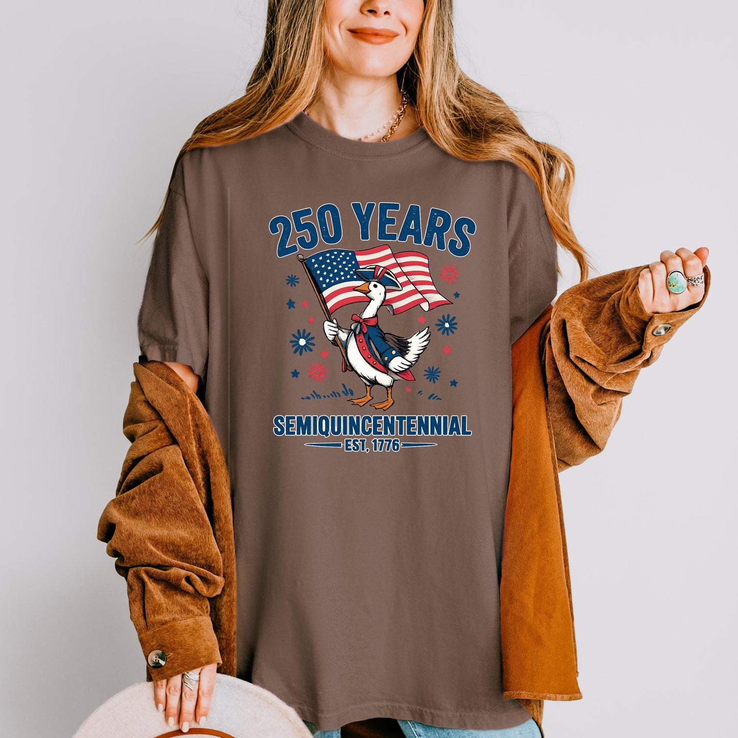 Duck 250th Anniversary Shirt, Patriotic Goose 1776-2026 Tee, America Semiquincentennial Shirt, Funny USA 250 Years Gift | KY46