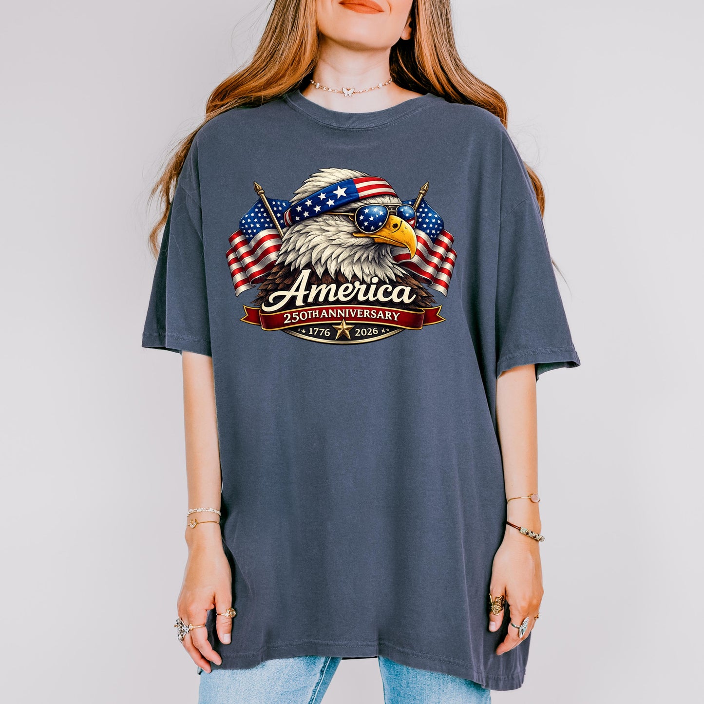 250th Anniversary America 1776-2026 Shirt, Patriotic Eagle USA 250 Tee, Vintage Fourth of July Graphic | RZ21