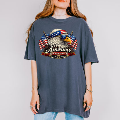 250th Anniversary America 1776-2026 Shirt, Patriotic Eagle USA 250 Tee, Vintage Fourth of July Graphic | RZ21