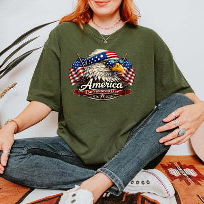 250th Anniversary America 1776-2026 Shirt, Patriotic Eagle USA 250 Tee, Vintage Fourth of July Graphic | RZ21