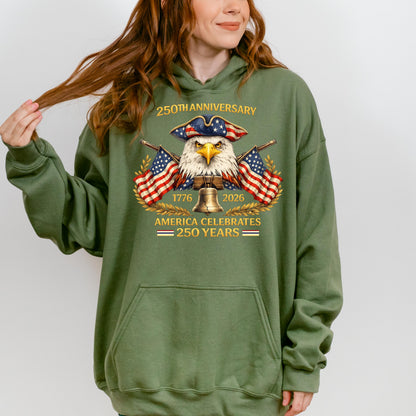 USA 250th Anniversary Eagle Shirt, 1776 2026 Patriotic America Celebrates 250 Years Tee, Vintage American Flag Independence Day Shirt | QT95