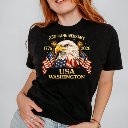 Personalized 250th Anniversary USA Shirt, Custom State Patriotic Eagle T-Shirt, America 1776-2026 Tee, Independence Day Shirt | ZV36