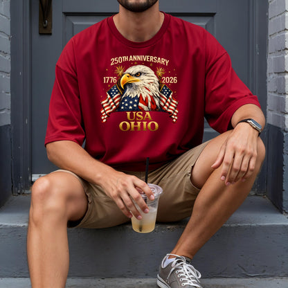 Personalized 250th Anniversary USA Shirt, Custom State Patriotic Eagle T-Shirt, America 1776-2026 Tee, Independence Day Shirt | ZV36