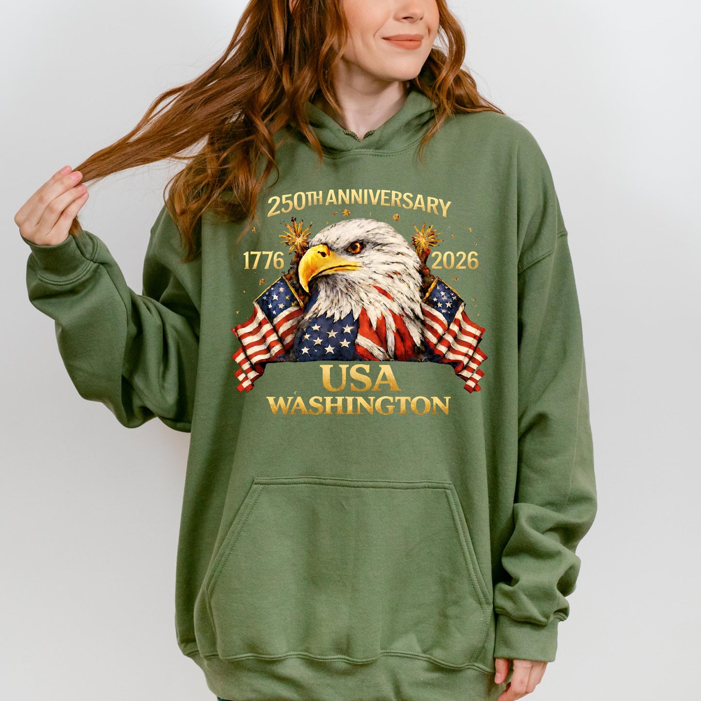 Personalized 250th Anniversary USA Shirt, Custom State Patriotic Eagle T-Shirt, America 1776-2026 Tee, Independence Day Shirt | ZV36