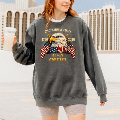 Personalized 250th Anniversary USA Shirt, Custom State Patriotic Eagle T-Shirt, America 1776-2026 Tee, Independence Day Shirt | ZV36