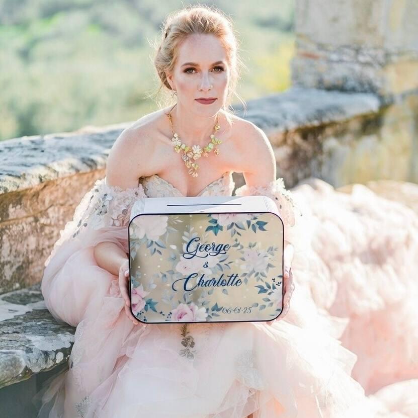 Personalized Floral Wedding Card Box: Blue & White Regency Style Decor