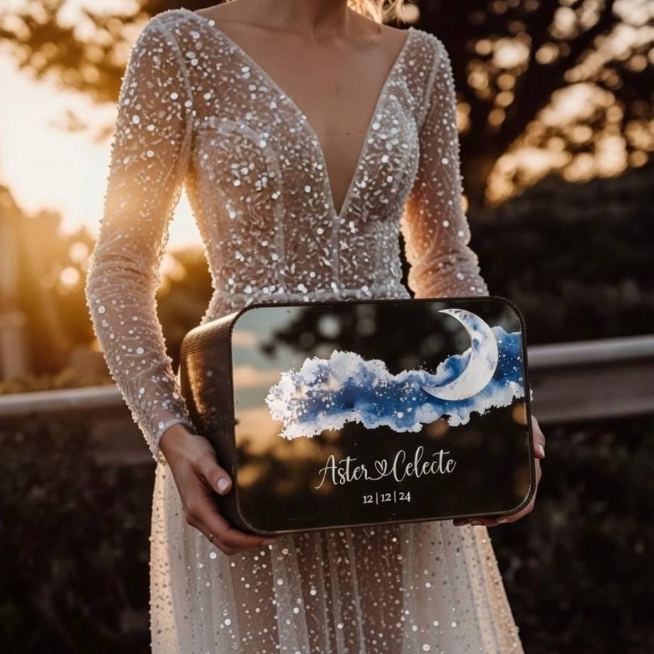 Celestial Wedding Card Box: Galaxy Theme, Custom Starry Decor