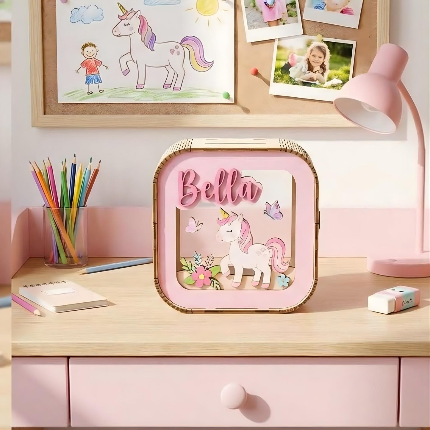Personalized Kids Piggy Bank | Custom Name Wooden Money Box | Nursery Decor Savings Bank | Baby Shower Gift | Kids Coin Bank