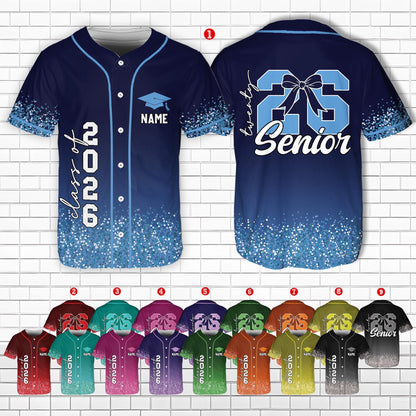 Senior 2026 Baseball Jersey, Glitter Baseball Jersey, Personalized Jersey, Class Off 2026, Graduation, Senior Gifts | OU89