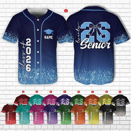 Senior 2026 Baseball Jersey, Glitter Baseball Jersey, Personalized Jersey, Class Off 2026, Graduation, Senior Gifts | OU89