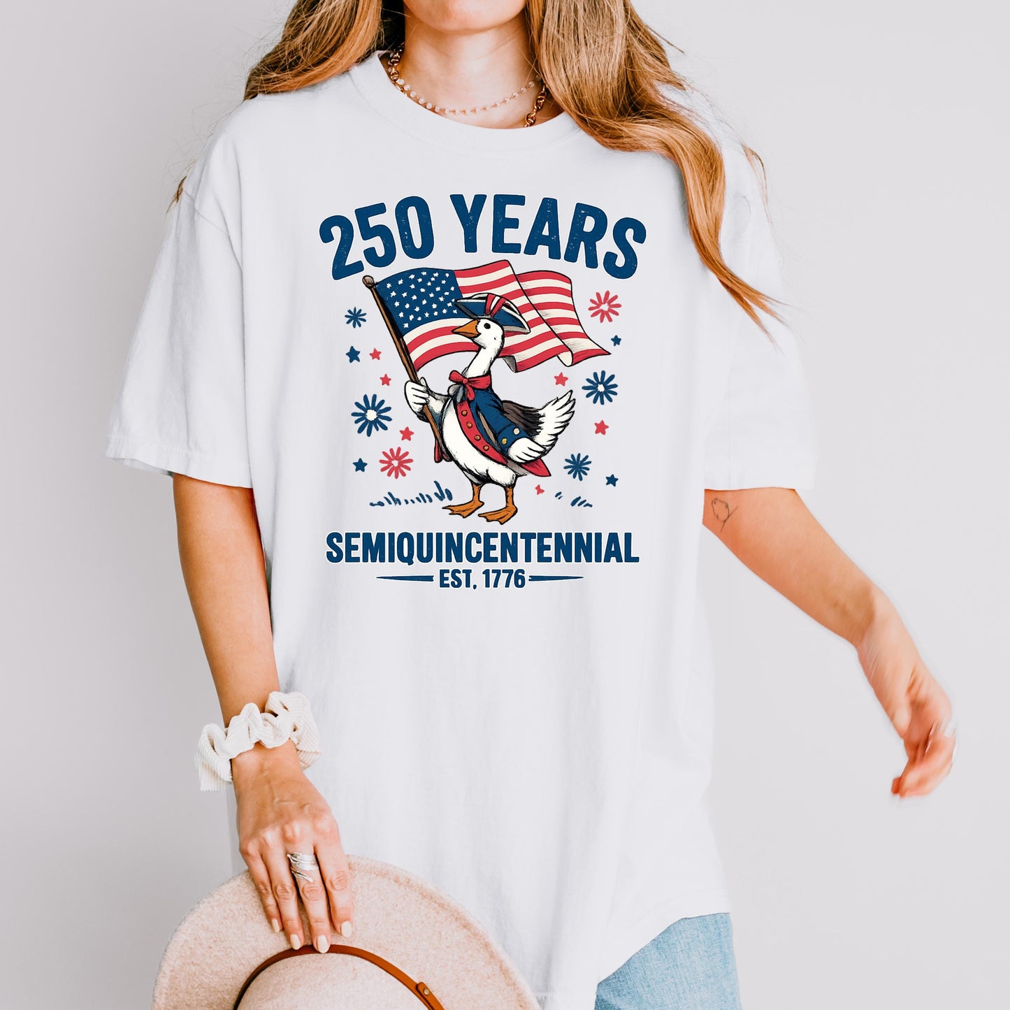 Duck 250th Anniversary Shirt, Patriotic Goose 1776-2026 Tee, America Semiquincentennial Shirt, Funny USA 250 Years Gift | KY46
