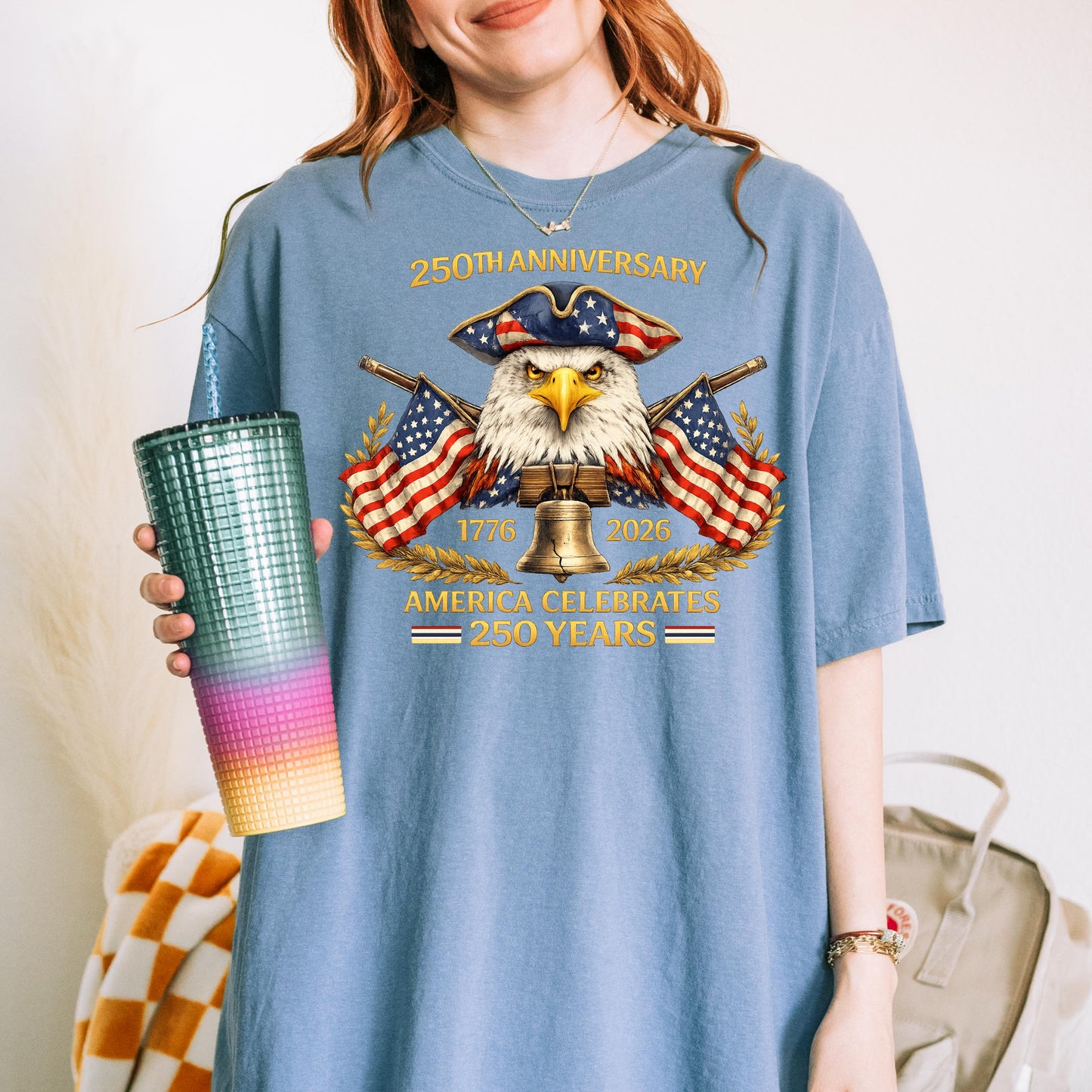 USA 250th Anniversary Eagle Shirt, 1776 2026 Patriotic America Celebrates 250 Years Tee, Vintage American Flag Independence Day Shirt | QT95
