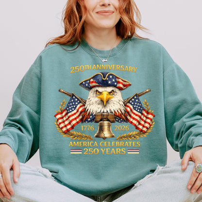 USA 250th Anniversary Eagle Shirt, 1776 2026 Patriotic America Celebrates 250 Years Tee, Vintage American Flag Independence Day Shirt | QT95