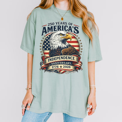 USA Semiquincentennial 250 Years Shirt,American Eagle Patriotic Tee,1776-2026 Freedom Celebration Shirt,Vintage USA Flag Independence Day | JC79