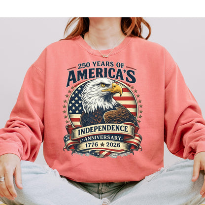 USA Semiquincentennial 250 Years Shirt,American Eagle Patriotic Tee,1776-2026 Freedom Celebration Shirt,Vintage USA Flag Independence Day | JC79