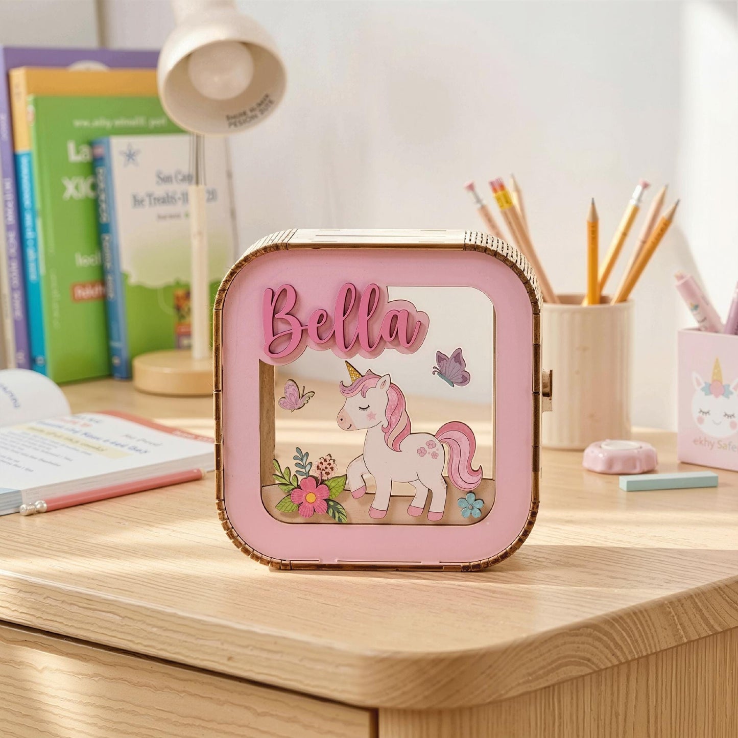 Personalized Kids Piggy Bank | Custom Name Wooden Money Box | Nursery Decor Savings Bank | Baby Shower Gift | Kids Coin Bank