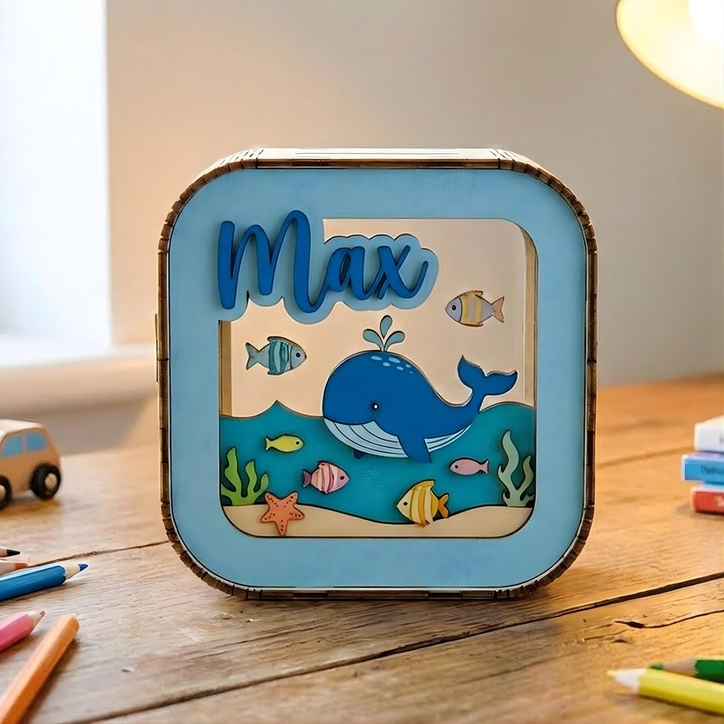 Personalized Kids Piggy Bank | Custom Name Wooden Money Box | Nursery Decor Savings Bank | Baby Shower Gift | Kids Coin Bank