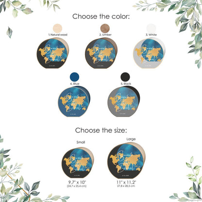Personalized Wedding Card Box: World Map Travel Theme, Acrylic Envelope Holder, Names & Date