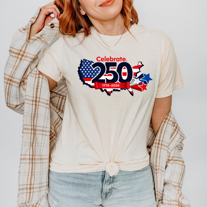 USA 250th Anniversary Shirt, Celebrate America 1776-2026 T-Shirt, Patriotic USA Map Tee, 4th of July Shirt, American Flag Shirt | MY58